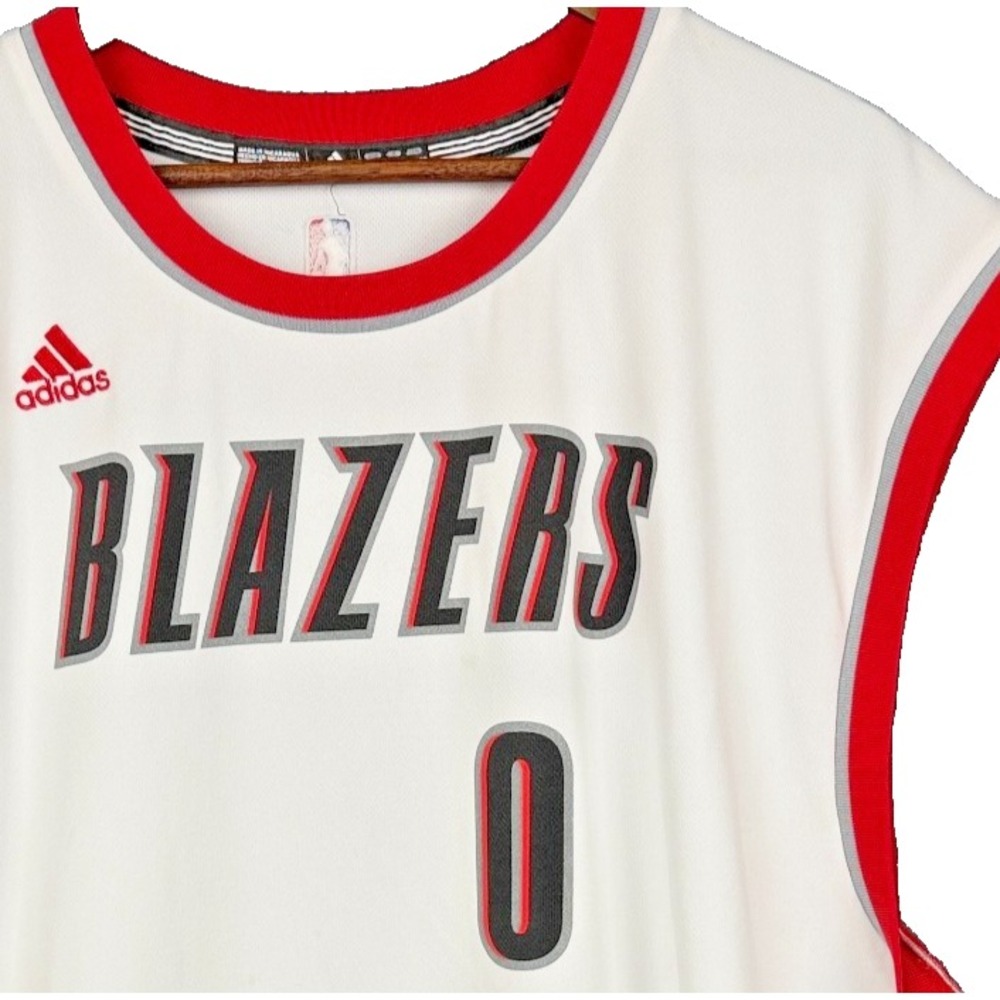 Adidas Portland Trail Blazers Damian Lillard 0 NBA Jersey Mens 2XL White
